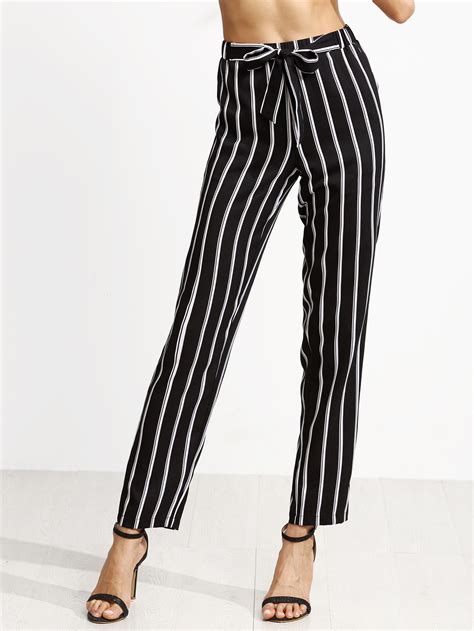 black and white vertical striped pants